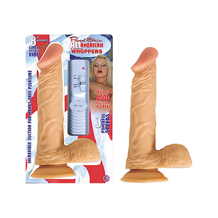All American Whopper Series: RealSkin 8 Inch Vibrator With Balls