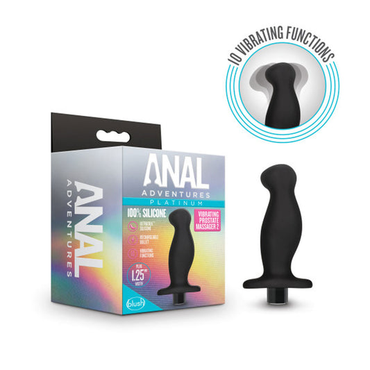 Blush Anal Adventures Platinum Silicone Rechargeable Vibrating Prostate Massager 02 Black