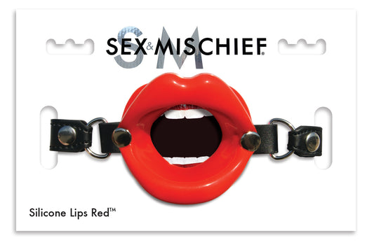Sex and Mischief Silicone Lips Mouth Gag - Red
