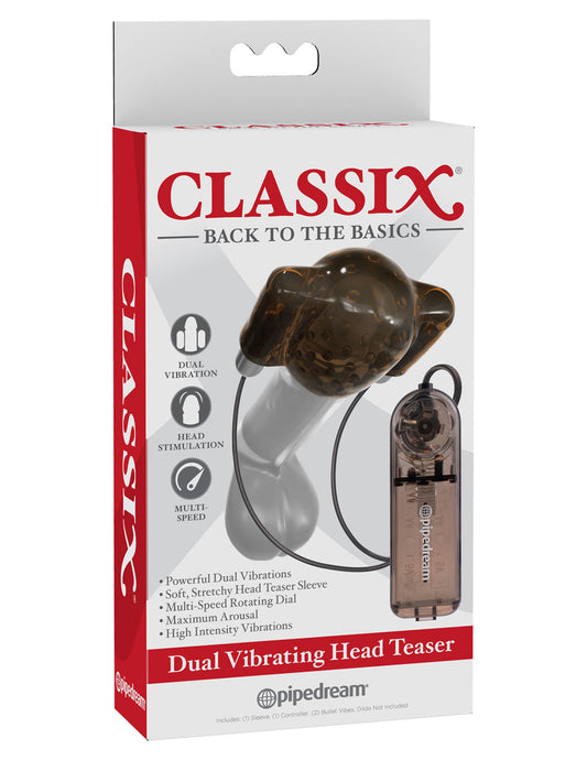 Pipedream Classix Dual Vibrating Head Teaser Glans Massager Smoke/Black