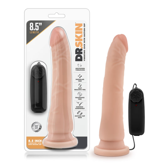 Blush Dr. Skin Remote-Controlled Realistic 8.5 in. Vibrating Dildo with Suction Cup Beige