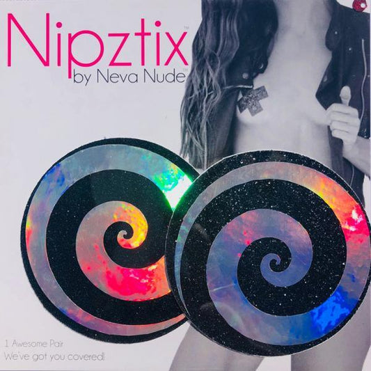 Neva Nude Pasty Spiral Holographic - Ribbonandbondage