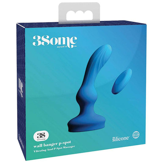 Pipedream 3Some Wall Banger P-Spot Rechargeable Remote-Controlled Vibrating Anal Massager With Suction Cup Blue - Ribbonandbondage