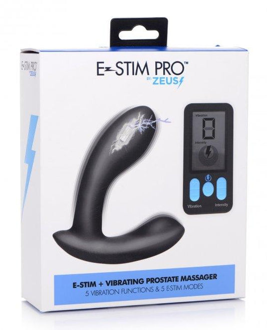 E-Stim and Vibrating Prostate Massager - Black - Ribbonandbondage