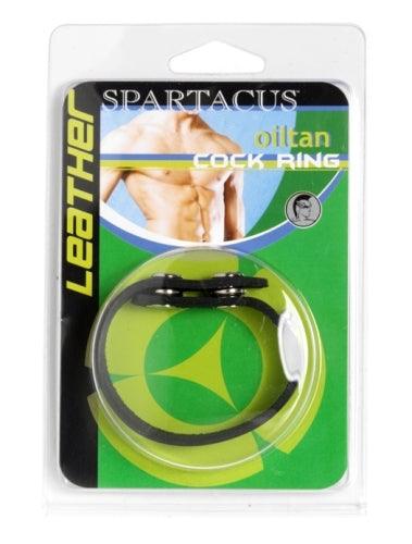 Spartacus Soft Leather Cock Ring With Snaps - Black - Ribbonandbondage