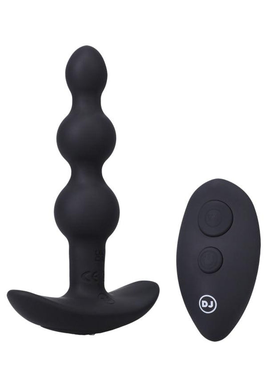 A-Play BEADED VIBE Rechargeable Silicone Anal Plug with Remote 5.5" - Ribbonandbondage